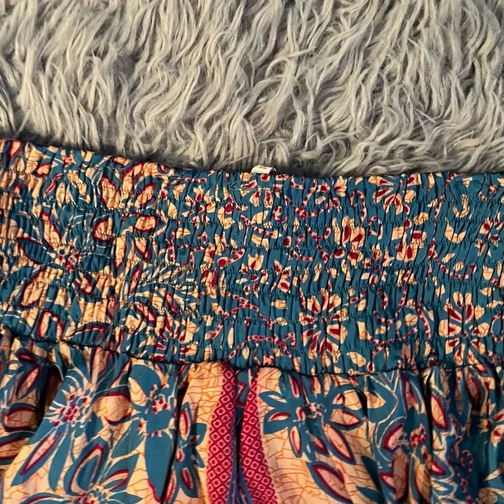 🔥Sale🔥 NWOT Raga from Anthropologie Floral Blue and Peach Tiered Skirt (M) - Picture 6 of 6